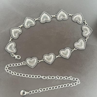 Chaîne de taille Cœur d'amour Accessoires Chaîne Rétro Ceinture de taille pour Dames Jupe Décorative Robe Jean Chaîne Métallique gray