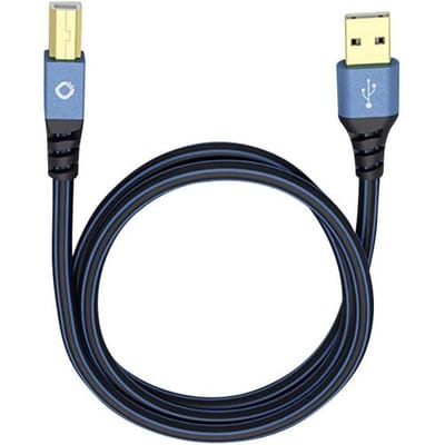 Oehlbach USB Plus B USB 2.0 [1x USB-A 2.0 stekker - 1x USB-B 2.0 stekker] 10.00 m Blauw Vergulde steekcontacten