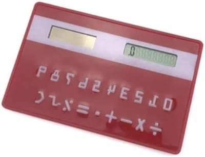 Rekenmachine Ultradun - Zonnecalculator Creditcard - Dagelijkse Berekeningen - Touchscreen Bediening - 8.5 x 5.5 x 0.3 cm - Rood