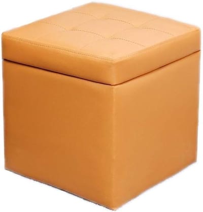 Opbergkruk Voetenbank - Opbergdoos Poef - Ruimte Organiseren - Zacht Schuimkussen - 40x40x40cm - Bruin