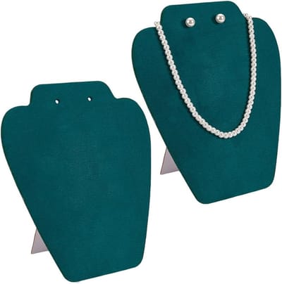 2 Stuks Velvet Sieraden Display Stand voor Kettingen en Oorbellen - Donkergroen Mannequin Model voor Sieradenopslag en Presentatie