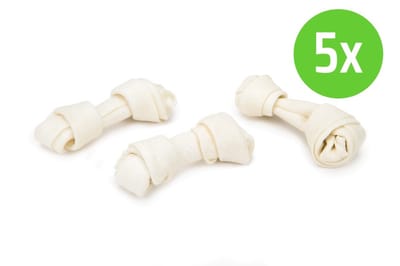 Beeztees Kauwknoop Wit 7 cm 12 Stuks - hondensnack - 5 verpakkingen