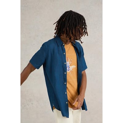 White Stuff Pembroke Ss Linen Shirt Dark Navy Größe: S | Casual hemden Outlet | Herren | Weiß