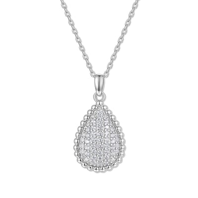 9NB-1695 – Zilveren zwarte druppel ketting – Met zirkonia – Zilverkleurig – 925 zilver – 40+5 cm