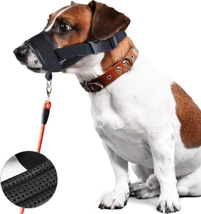 Muilkorf Honden - Verstelbare nylon snuit voor honden - Snuit - anti-blaf anti-bijt snuit - Honden training - Muilkorven - maat L - Zwart - LOUZIR