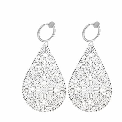 Klem oorbellen- Filigraan- druppel- zilverkleur- geen gaatje-Charme Bijoux