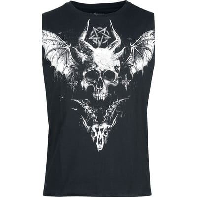 Gothicana by EMP - Gothic Tanktop - Tanktop with Skull print and mesh details - S tot XXL - voor Mannen - zwart
