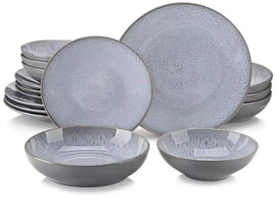 Prestigious Serviesset – 4 persoons – 16 delig – Grijs Keramisch – Dinerborden – Breakfast Plates