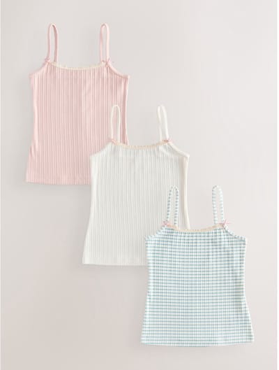 Next - Meisjes - Set van 3 hemdjes met bandjes en textuur - Crème