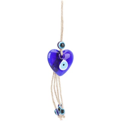 Gevlochten Touw Hanger Blauw Boze Oog Hartvormig Ornament Hangdecoratie voor Auto-interieur Kleding blue