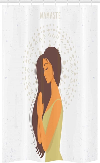 ABAKUHAUS Yoga-douchegordijn – Dames Cartoon Namaste – 120 x 180 cm – Multicolor
