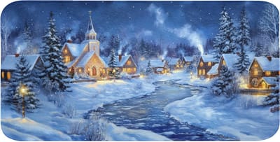 WC mat 120x60 cm - Antislip - Winteravond - Kerstdorp - Donker - Toiletmat - Vloermat - Douchemat - Toilet tapijt - Toiletmatten