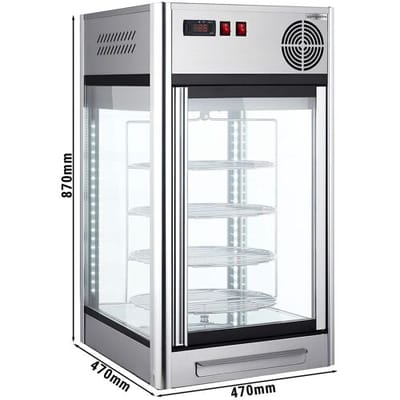 GGM Gastro Tisch-Panoramavitrine - 108 Liter - 4 rotierende Ablagen - Silber Zilver