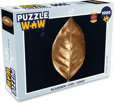 Puzzel Bladeren - Chic - Goud - Planten - Zwart - Legpuzzel - Puzzel 1000 stukjes volwassenen