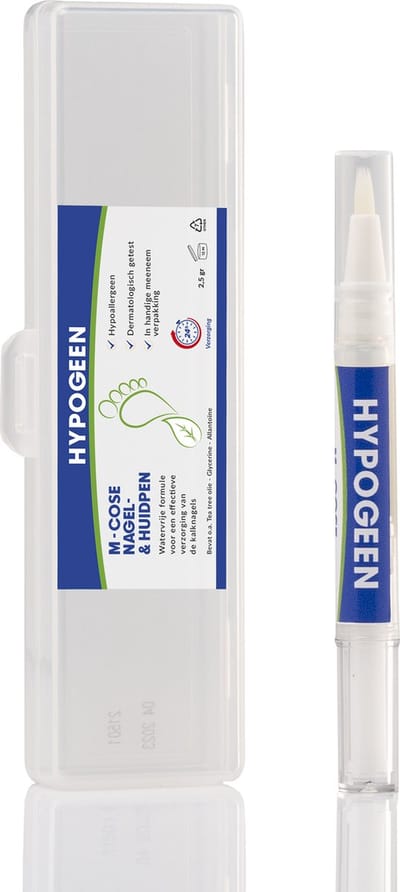 Hypogeen M-cose nagel & huidpen - kalknagelproduct - met tea tree olie - oplossing schimmelnagels - ook voor gevoelige huid van handen & voeten - voor zachte nagelriemen - handige meeneempen 2.5g