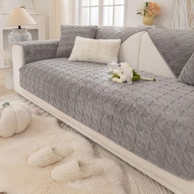 Winter Pluche L-vormige Bankhoes Velvet 1 2 3 Zits Antislip Bankhoes Zachte Stoel Meubelbeschermer Bankkussen Warm Cushion cover30x50cm grijze kleur