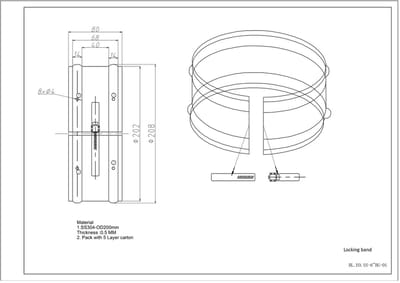 Klemband Ø200mm 0,5mm RVS.