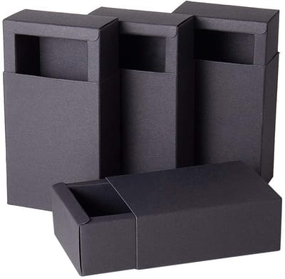 Dailygoody - Geschenkverpakking Schuifdoosje - Kraftpapier - Stevig en Duurzaam - Zwart - Voor Zeep en Sieraden - Perfect voor Feestjes en Festivals -