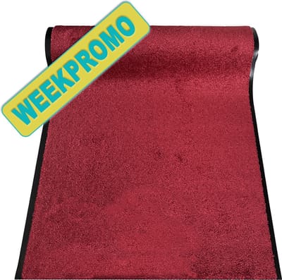 JYG - Deurmat tapijtloper binnen - 90x150cm - CLEANWASH ROOD - Belgische Droogloopmat in Extra Grote Maten – Superabsorberend Polyamide, 2 lange zijden afwerking, Antislip Vinyl Rug, 3 Kleuren, Diverse Lengtes en Breedtes