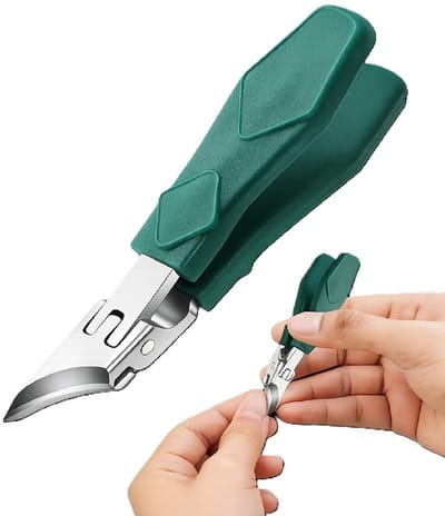 Professionele Hoeknagelknipper – RVS Precisie Nagelknipper met 360° Draaibare Handgreep – Antislip, Spatwaterdicht & Hygiënisch – Geschikt voor Dikke Teennagels – Donkergroe