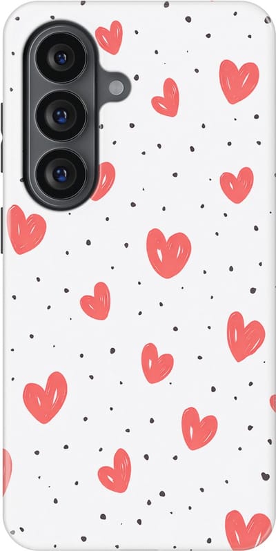 Tough Hoesje met Hartjes Samsung Galaxy S26 | Little Love Tough Case Geschikt voor Mag | Hartjes Print Backcover Samsung Galaxy S26 Cherry Hearts