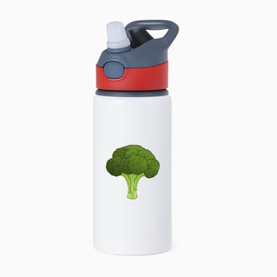 Hacebo® - Brocoli waterfles met rietje rood - Groente - Groente liefhebbers - kool - gezond eten - water fles - 650ML