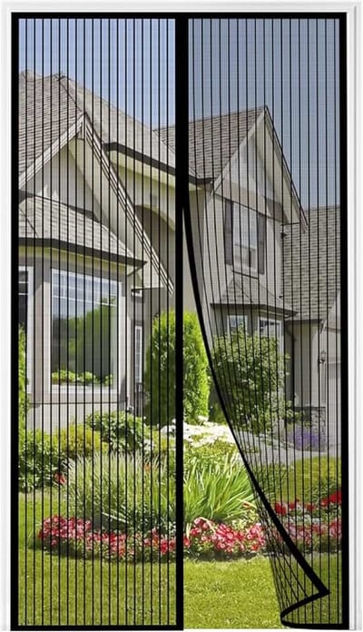 Vliegenhor Balkondeurmagneet Insectenwerend Middel 120x220cm, Magnetisch Gordijn voor Balkondeur Terrasdeur kelderdeur Woonkamer, Eenvoudige Zelfklevende Montage Zonder Boren, Zwart
