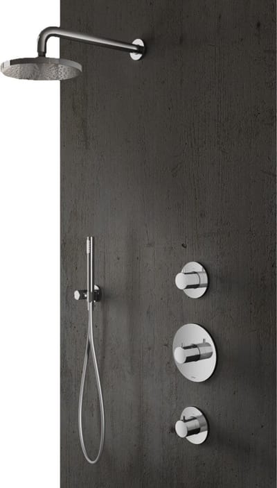 Hotbath Buddy IBS1 inbouw regendoucheset met staafhanddouche aan houder en 20cm ronde hoofddouche aan 30cm plafondarm chroom