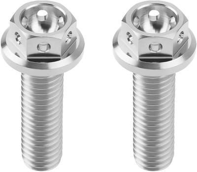 Dailygoods- Flensbout M6x20mm - 2x Titanium - Zeskant - Schroefdraad M6 - Draadlengte 20mm - Vergrendelingsfunctie - Geschikt voor sportfietsen/karts - Schroef