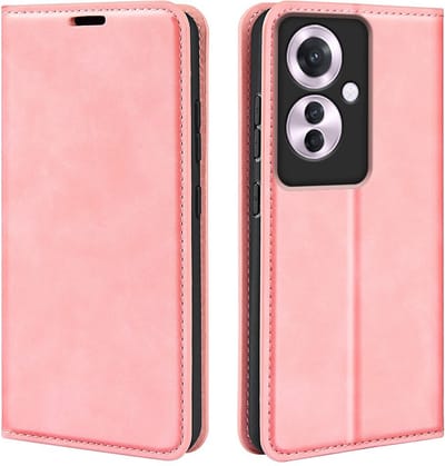MobyDefend Hoesje - Geschikt voor Oppo Reno 11F - Luxe Wallet Bookcase (Magnetische Sluiting) - Roze