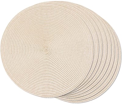 longziming -Set van 6 Handgemaakte Placemat Rond – Duurzaam, Hitte- en Vlekbestendig – Antislip en Rimpelvrij – Voor Eettafel, Restaurant en Feestelijke Gelegenheden