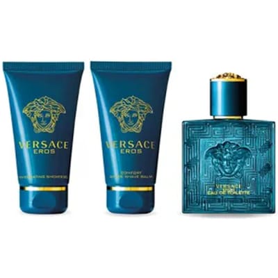 Set Versace: Eros, Eau De Parfum, Voor Mannen, 50 ml + Eros, Douchegel, Voor Alle Huidtypen, 50 ml + Eros, Hydraterende, Aftershave Balsem, 50 ml