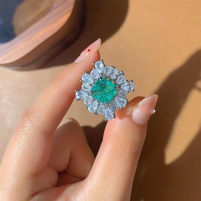 koper Mode Imitatie Paraiba Diamant Gezet Geometrisch Liefde Openingsring Dame Feest Verjaardag Bruiloft Sieraden Cadeau resizable brown