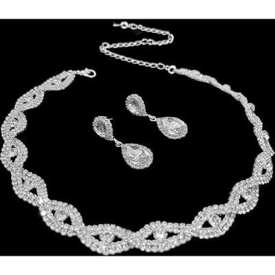 Ensemble Bracelet et Boucles d'Oreilles Zircon Twist Original Bijoux Simples pour Mariée Accessoires Bijoux pour Banquet de Mariage gray