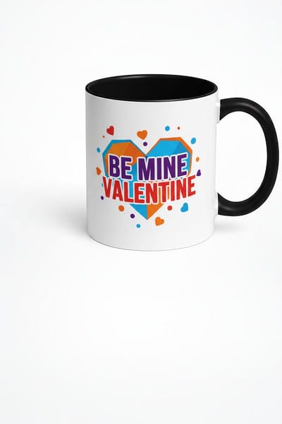 Valentijnsdag Mok 'Be Mine Valentine' met Geometrisch Hart - Uniek Romantisch Cadeau