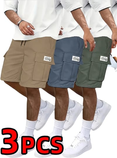 Livano Korte Broek Heren - Cargobroek - Spijkerbroek - met Zakken - Volwassenen - Jongens - Shorts - 3 Pcs - Gemengd - Maat XXS