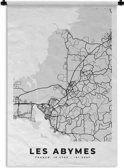 Wandkleed - Wanddoek - Frankrijk - Les Abymes - Stadskaart - Plattegrond - Kaart - 120x180 cm - Wandtapijt