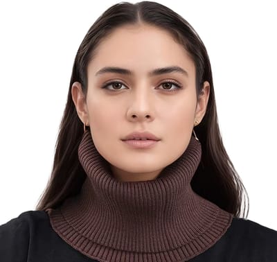 Gebreide Wintersjaal voor Dames – Warme Dikke Halswarmer met Dubbele Laag – Afneembare Kraag – Effen Kleur – Winter Sjaal, Ring Sjaal, Colsjaal