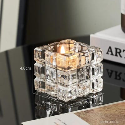 Moderne Stijl Vierkante Glazen Kaarsenhouder Minimalisme Woondecoratie Kandelaar Voor Bruiloft Tafel Ornament Verjaardagscadeaus gray
