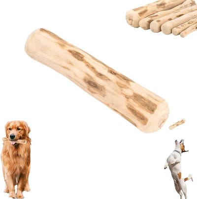 Houten hond kauwspeelgoed - Natuurlijke kauwstick - Tanden reinigen - Verteerbare vezels - M-21 cm - Bruin