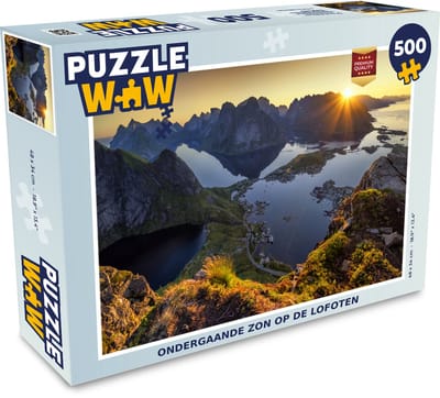 Puzzel Ondergaande zon op de Lofoten - Legpuzzel - Puzzel 500 stukjes