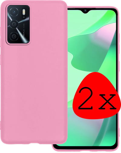 Hoesje 2 Stuks - Geschikt voor OPPO A16s - Sterk & Shockproof - Case Siliconen - Back Cover - Telefoon Hoes - Lichtroze