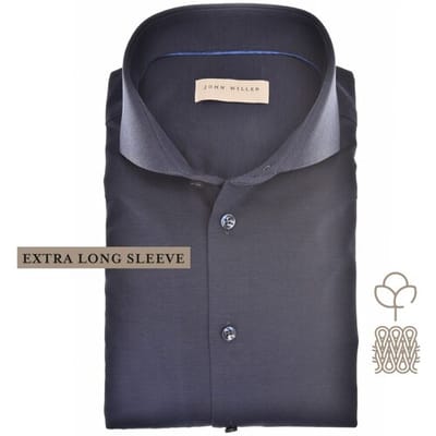 John Miller Overhemd Slim Solid Color Cutaway Extra long Sleeve Tricot Mouwlengte 7 Navy / male