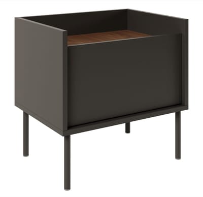 Selsey Tovi - Nachtkastje met 1 deur, 50 cm, Zwart / Notenhoutlook