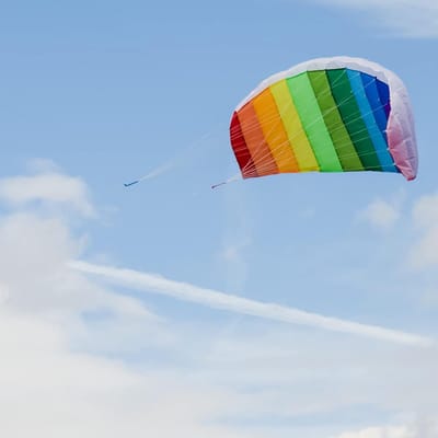 Grote Sport Stuntvlieger Regenboog 62 inch - Dubbele Lijn Parafoil Inclusief Lijn en Tas