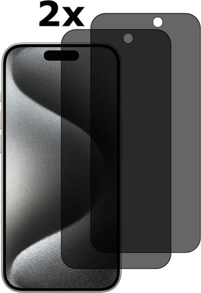Privacy Screenprotectors Geschikt voor iPhone 15 Pro Max screenprotector Privacy - 2 Stuks - Arara tempered glass van - gehard glas
