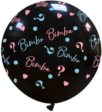 Grote Gender Reveal Ballon 60 cm – “Bimbo / Bimba ?” (Italiaans) – Zwart Latex – Professionele Kwaliteit