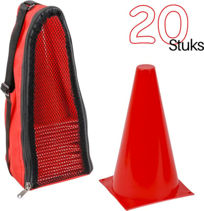 Rode Pionnen 20 stuks - 23 cm Sport pionnen - Pylonen in Tas