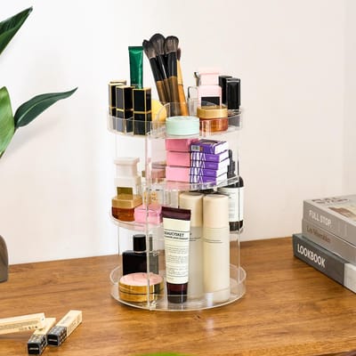 Unyqoos ® Transparante 360° Draaibare Make-up en Cosmetica Organizer voor Badkamer en Slaapkamer Opbergruimte