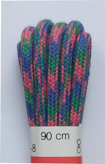 Ronilux Veter - Blauw/Groen/Roze - Meerkleurig - Rond - Koord Veters - Lengte 90 cm - Dikte 4 mm - Schoenveter